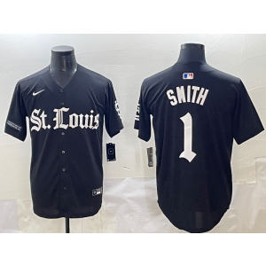 MLB Cardinals 1 O.Smith New Black Nike Cool Base Men Jersey