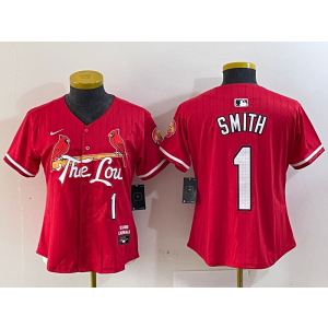 MLB Cardinals 1 O.Smith Red 2024 City Connect Nike Cool Base Women Jersey
