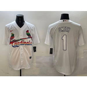 MLB Cardinals 1 O.Smith White Mexico Nike Cool Base Men Jersey