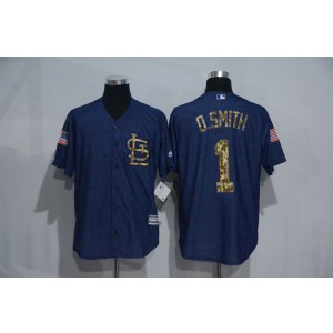 MLB Cardinals 1 Ozzie Smith ( O.Smith ) Navy Blue Salute To Service Men Jersey