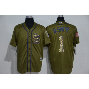 MLB Cardinals 1 Ozzie Smith Green Salute to Service Men Jersey