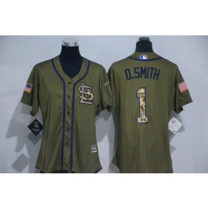 MLB Cardinals 1 Ozzie Smith Green Salute to Service Women Jersey