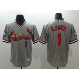 MLB Cardinals 1 Ozzie Smith Grey Cooperstown Collection Flexbase Men Jersey