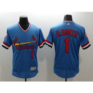 MLB Cardinals 1 Ozzie Smith Light Blue Flexbase Cooperstown Men Jersey