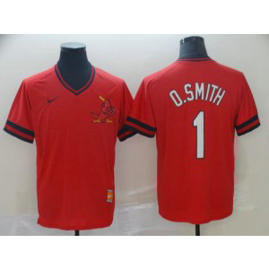 MLB Cardinals 1 Ozzie Smith Red Nike Cooperstown Collection Legend V-Neck Men Jersey
