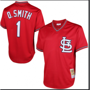 MLB Cardinals 1 Ozzie Smith Red Throwback Men Jersey