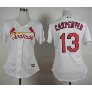 MLB Cardinals 13 Matt Carpenter White Home Women Jersey