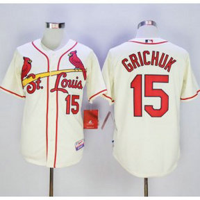 MLB Cardinals 15 Randal Grichuk Cream Cool Base Men Jersey