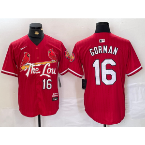 MLB Cardinals 16 Gorman Red 2024 City Connect Nike Cool Base Men Jersey