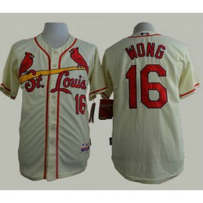 MLB Cardinals 16 Kolten Wong Cream Cool Base Men Jersey