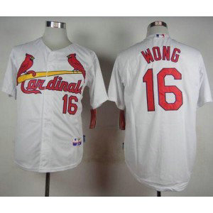 MLB Cardinals 16 Kolten Wong White Cool Base Men Jersey