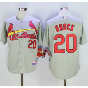 MLB Cardinals 20 Lou Brock Grey Cool Base Men Jersey