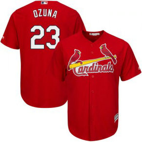 MLB Cardinals 23 Marcell Ozuna Red Cool Base Men Jersey