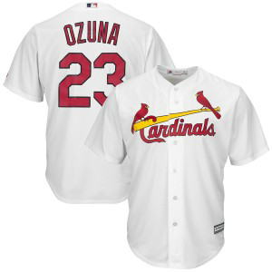 MLB Cardinals 23 Marcell Ozuna White Cool Base Men Jersey