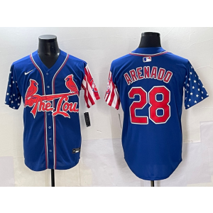 MLB Cardinals 28 Nolan Arenado Blue USA Flag Nike Cool Base Men Jersey