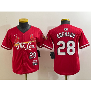 MLB Cardinals 28 Nolan Arenado Red 2024 City Connect Nike Cool Base Youth Jersey