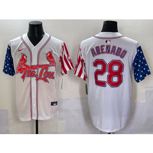 MLB Cardinals 28 Nolan Arenado White USA Flag Nike Cool Base Men Jersey