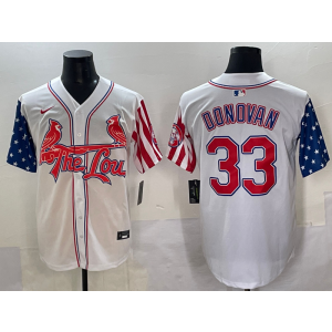 MLB Cardinals 33 Donovan White USA Flag Nike Cool Base Men Jersey