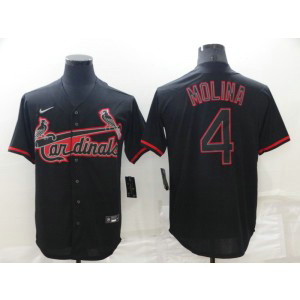 MLB Cardinals 4 Yadier Molina Black Shadow Nike Cool Base Men Jersey