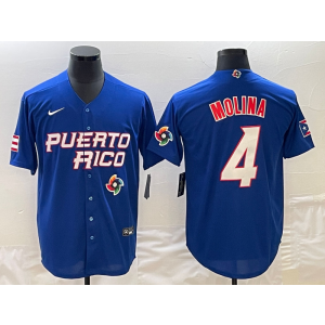 MLB Cardinals 4 Yadier Molina Blue World Series Men Jersey