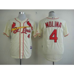 MLB Cardinals 4 Yadier Molina Cream Alternate Cool Base Men Jersey