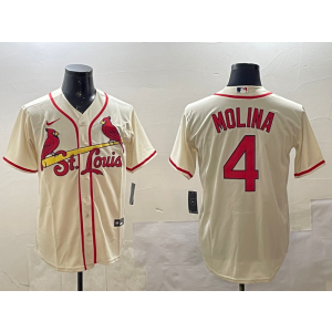 MLB Cardinals 4 Yadier Molina Cream Nike Cool Base Men Jersey