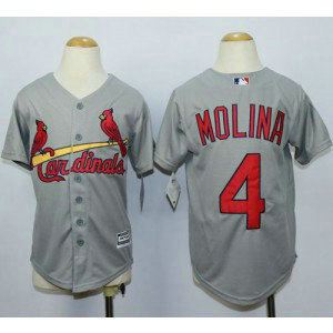 MLB Cardinals 4 Yadier Molina Grey Cool Base Youth Jersey
