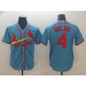 MLB Cardinals 4 Yadier Molina Light Blue Cool Base Men Jersey