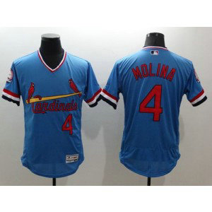 MLB Cardinals 4 Yadier Molina Light Blue Flexbase Cooperstown Men Jersey