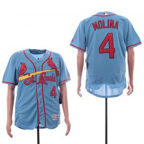 MLB Cardinals 4 Yadier Molina Light Blue Flexbase Men Jersey