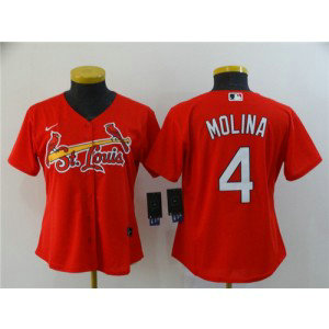 MLB Cardinals 4 Yadier Molina Red 2020 Nike Cool Base Women Jersey(Run Small)