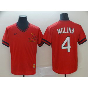MLB Cardinals 4 Yadier Molina Red Nike Cooperstown Collection Legend V-Neck Men Jersey