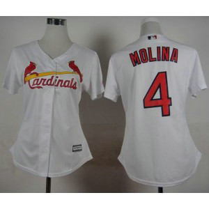 MLB Cardinals 4 Yadier Molina White Fashion Women Jersey