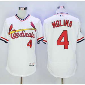MLB Cardinals 4 Yadier Molina White Flexbase Cooperstown Men Jersey