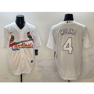 MLB Cardinals 4 Yadier Molina White Mexico Nike Cool Base Men Jersey