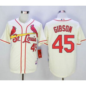 MLB Cardinals 45 Bob Gibson Cream Cool Base Men Jersey