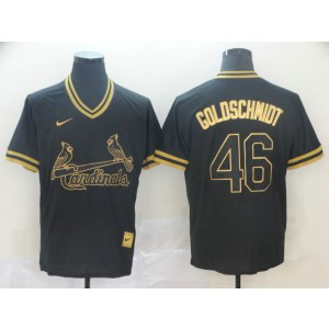 MLB Cardinals 46 Paul Goldschmidt Black Gold Nike Cooperstown Legend V Neck Men Jersey
