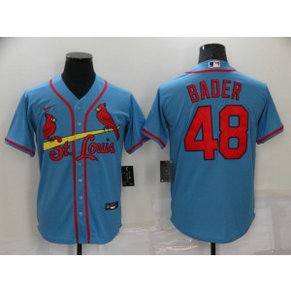 MLB Cardinals 48 Harrison Bader Light Blue Nike Cool Base Men Jersey