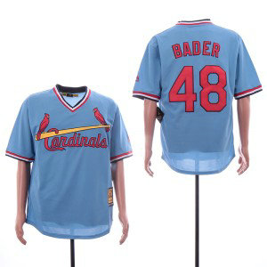 MLB Cardinals 48 Harrison Bader Light Bluw Throwback Men Jersey
