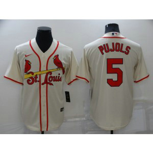 MLB Cardinals 5 Albert Pujols Cream Nike Cool Base Men Jersey