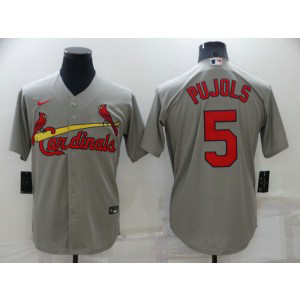 MLB Cardinals 5 Albert Pujols Grey Nike Cool Base Men Jersey