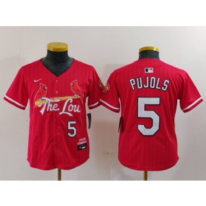 MLB Cardinals 5 Albert Pujols Red 2024 City Connect Nike Cool Base Youth Jersey
