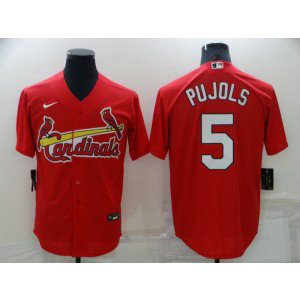 MLB Cardinals 5 Albert Pujols Red Nike Cool Base Men Jersey