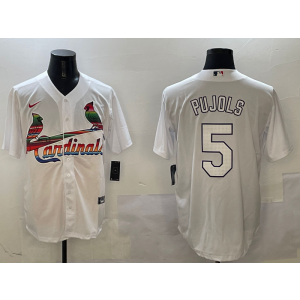 MLB Cardinals 5 Albert Pujols White Mexico Nike Cool Base Men Jersey