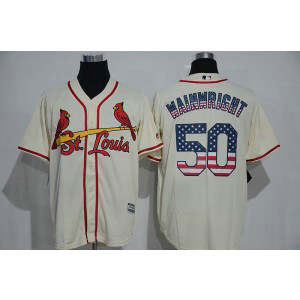 MLB Cardinals 50 Adam Wainwright Cream USA Flag Men Jersey