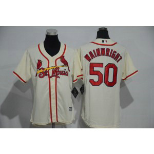 MLB Cardinals 50 Adam Wainwright Cream Women Jersey