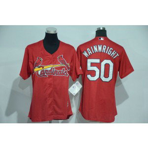 MLB Cardinals 50 Adam Wainwright Red Women Jersey