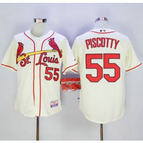 MLB Cardinals 55 Stephen Piscotty Cream Cool Base Men Jersey