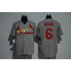 MLB Cardinals 6 Stan Musial Grey Cool Base Men Jersey