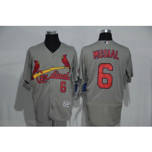 MLB Cardinals 6 Stan Musial Grey Flexbase Men Jersey